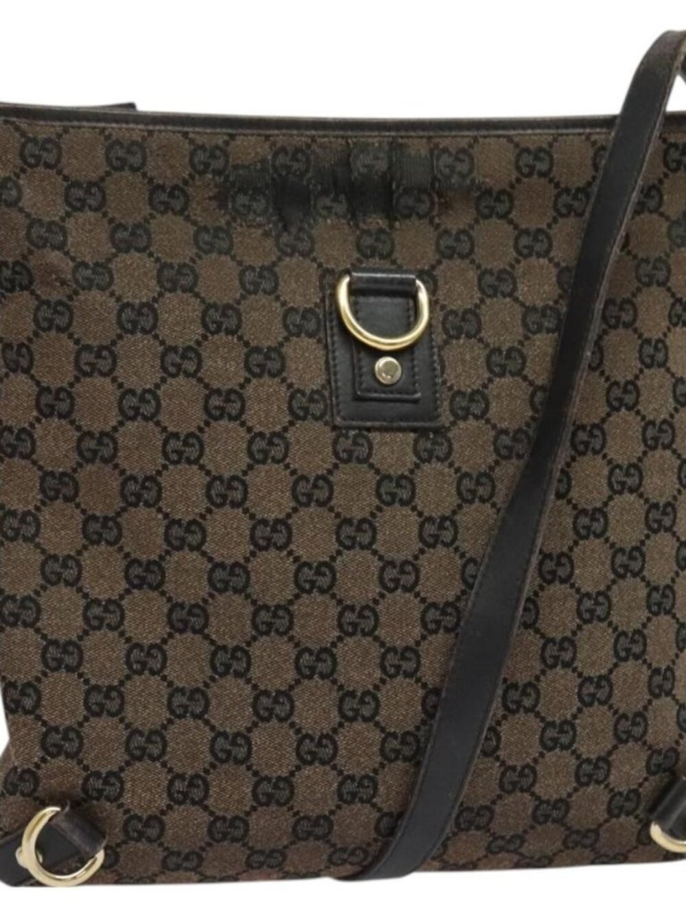 GUCCI GG Canvas Abbey Shoulder Bag Outlet Brown Gold 272400 Auth ti3133